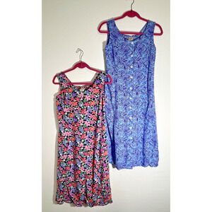 Blair Fresh Pick‎ Button-Front Sundress sz PS bundle of 2  Vacation Floral Flowy
